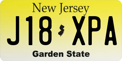 NJ license plate J18XPA