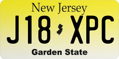NJ license plate J18XPC