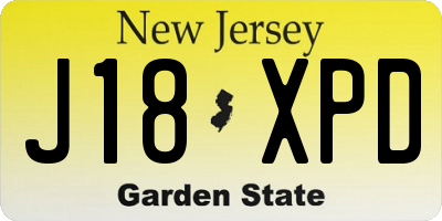 NJ license plate J18XPD