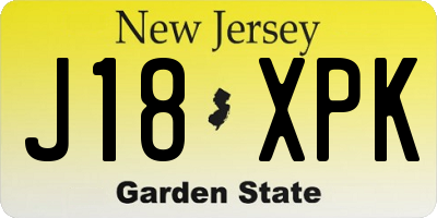 NJ license plate J18XPK