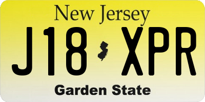 NJ license plate J18XPR