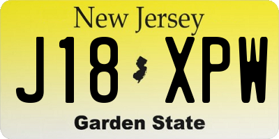 NJ license plate J18XPW