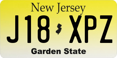 NJ license plate J18XPZ