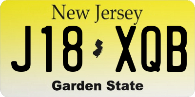 NJ license plate J18XQB