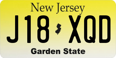 NJ license plate J18XQD