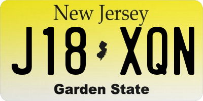 NJ license plate J18XQN