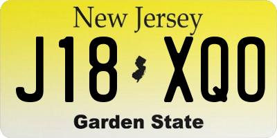 NJ license plate J18XQO