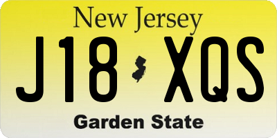 NJ license plate J18XQS