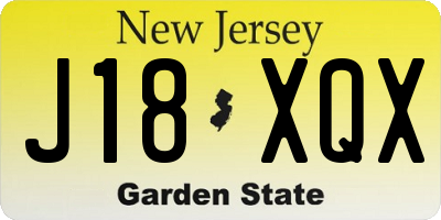 NJ license plate J18XQX