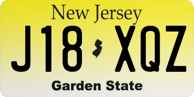 NJ license plate J18XQZ