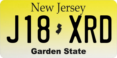 NJ license plate J18XRD