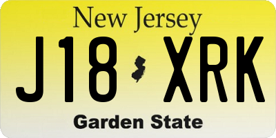 NJ license plate J18XRK