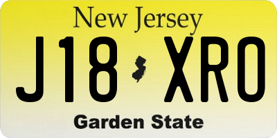 NJ license plate J18XRO