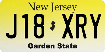 NJ license plate J18XRY