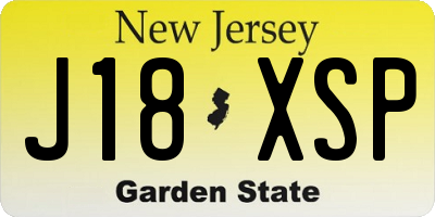 NJ license plate J18XSP