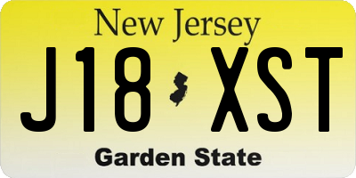 NJ license plate J18XST