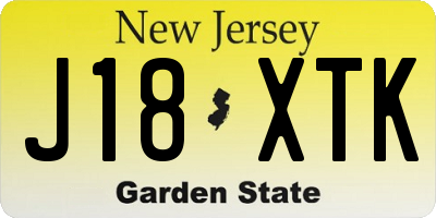 NJ license plate J18XTK