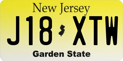 NJ license plate J18XTW