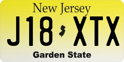 NJ license plate J18XTX