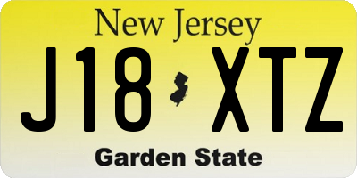 NJ license plate J18XTZ
