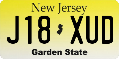 NJ license plate J18XUD