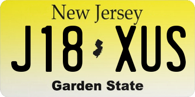 NJ license plate J18XUS
