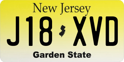NJ license plate J18XVD