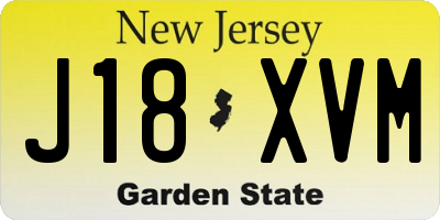 NJ license plate J18XVM