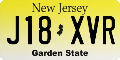 NJ license plate J18XVR