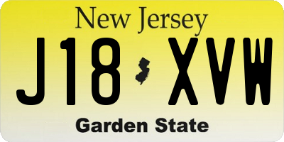NJ license plate J18XVW
