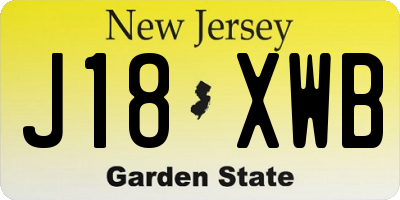 NJ license plate J18XWB