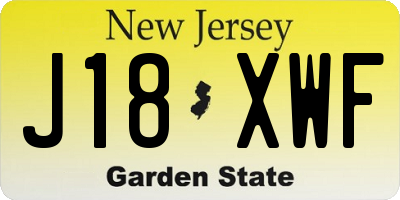 NJ license plate J18XWF