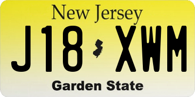 NJ license plate J18XWM