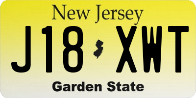 NJ license plate J18XWT
