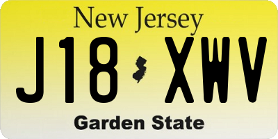 NJ license plate J18XWV