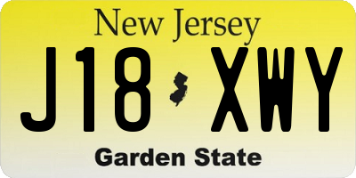 NJ license plate J18XWY