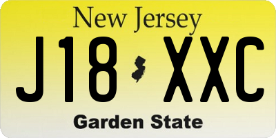 NJ license plate J18XXC