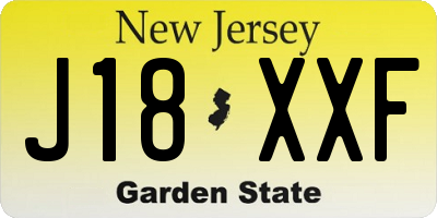 NJ license plate J18XXF