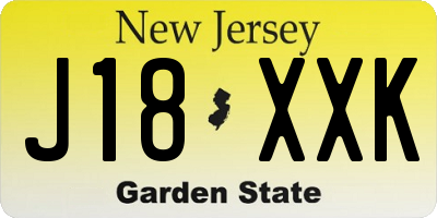 NJ license plate J18XXK