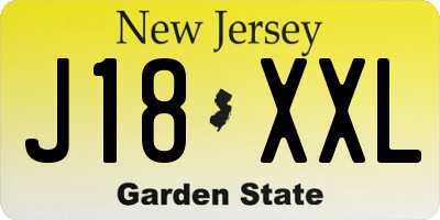 NJ license plate J18XXL