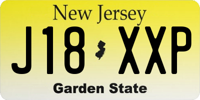 NJ license plate J18XXP