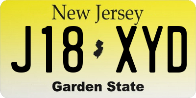 NJ license plate J18XYD