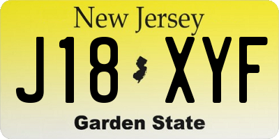 NJ license plate J18XYF