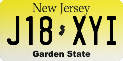 NJ license plate J18XYI