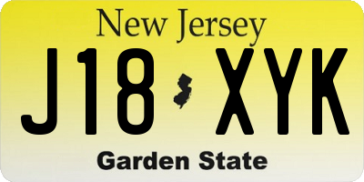 NJ license plate J18XYK