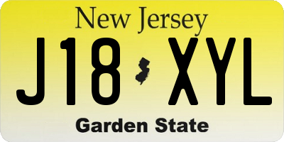 NJ license plate J18XYL