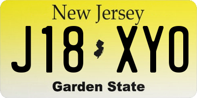 NJ license plate J18XYO