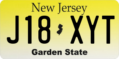 NJ license plate J18XYT