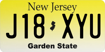 NJ license plate J18XYU