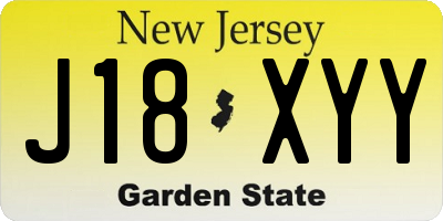 NJ license plate J18XYY